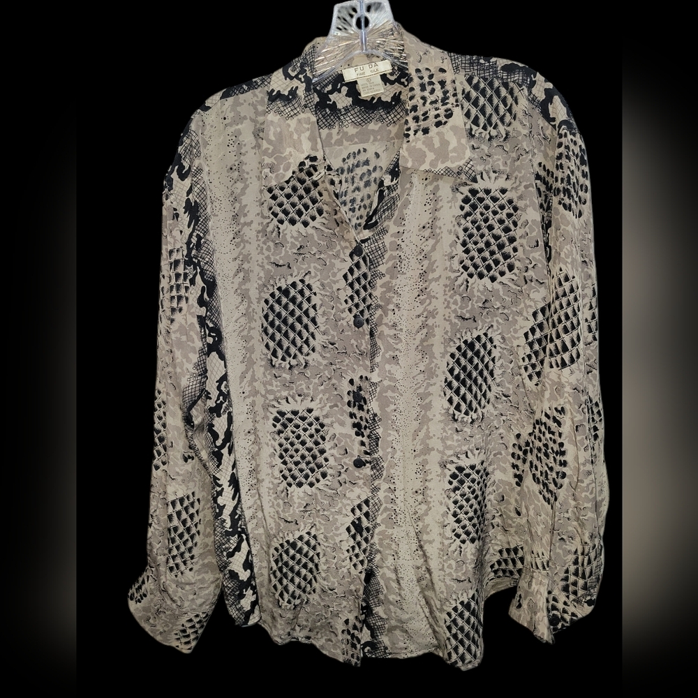 FU DA Fine Silk Shirt  Size L